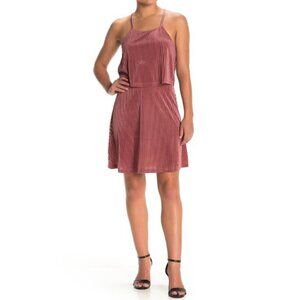 Angie Dress M NWT Velvet Popover Stripe Blush Pink